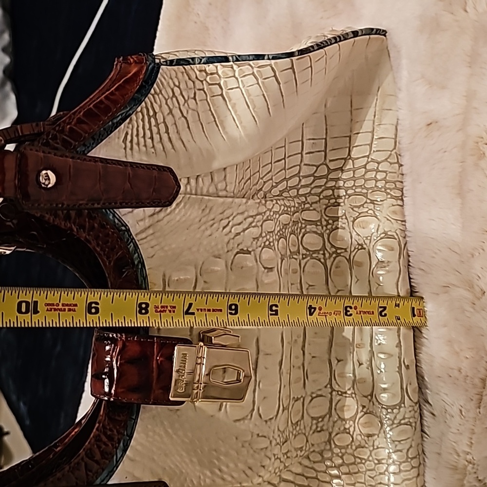 Brahmin Ivory and Mahogany Croc-Embossed Hobo - Picture 5 of 11